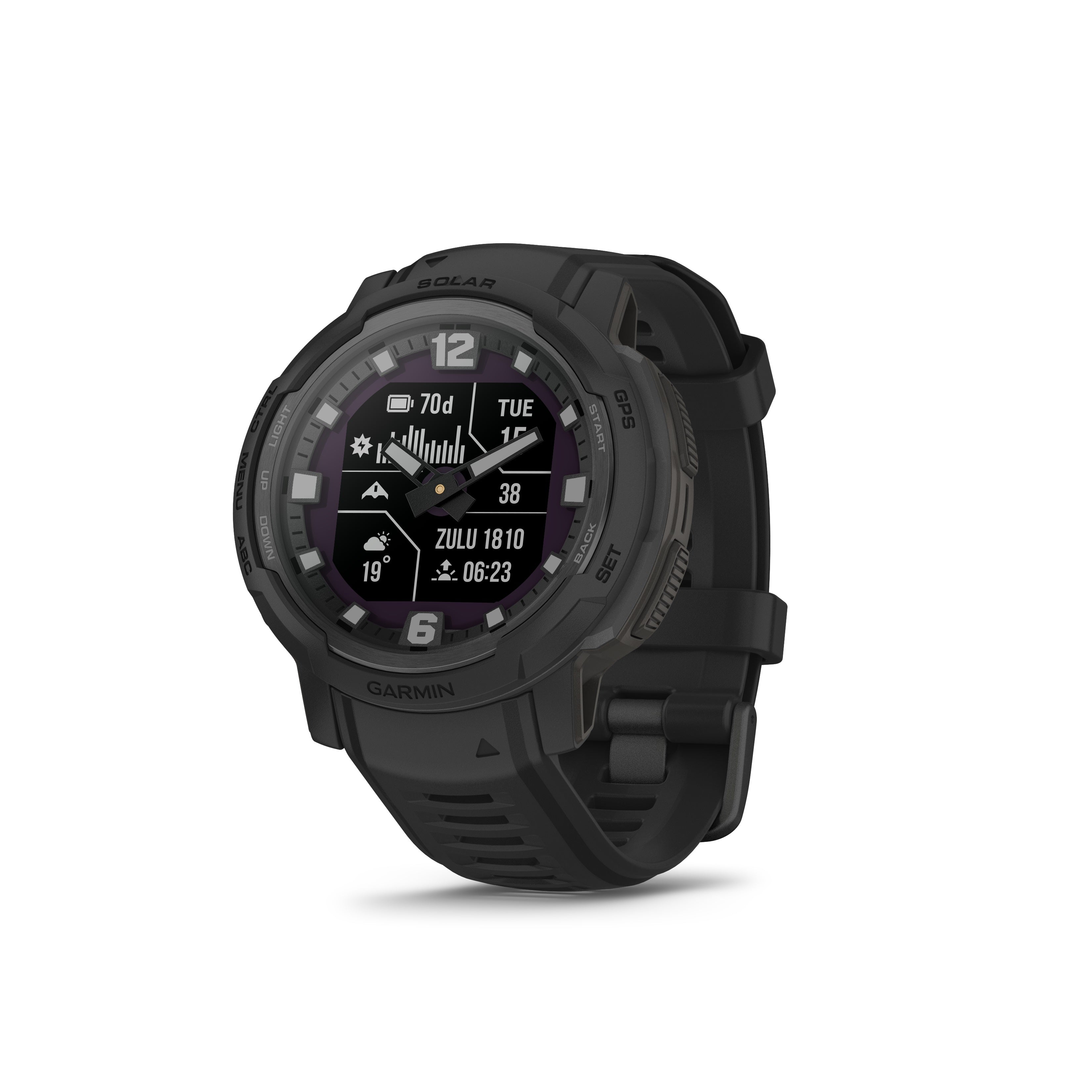 Garmin Instinct® Crossover Solar Rugged Hybrid GPS Smartwatch and Fitness Tracker with Solar Charging -  Tactical Edition - Black