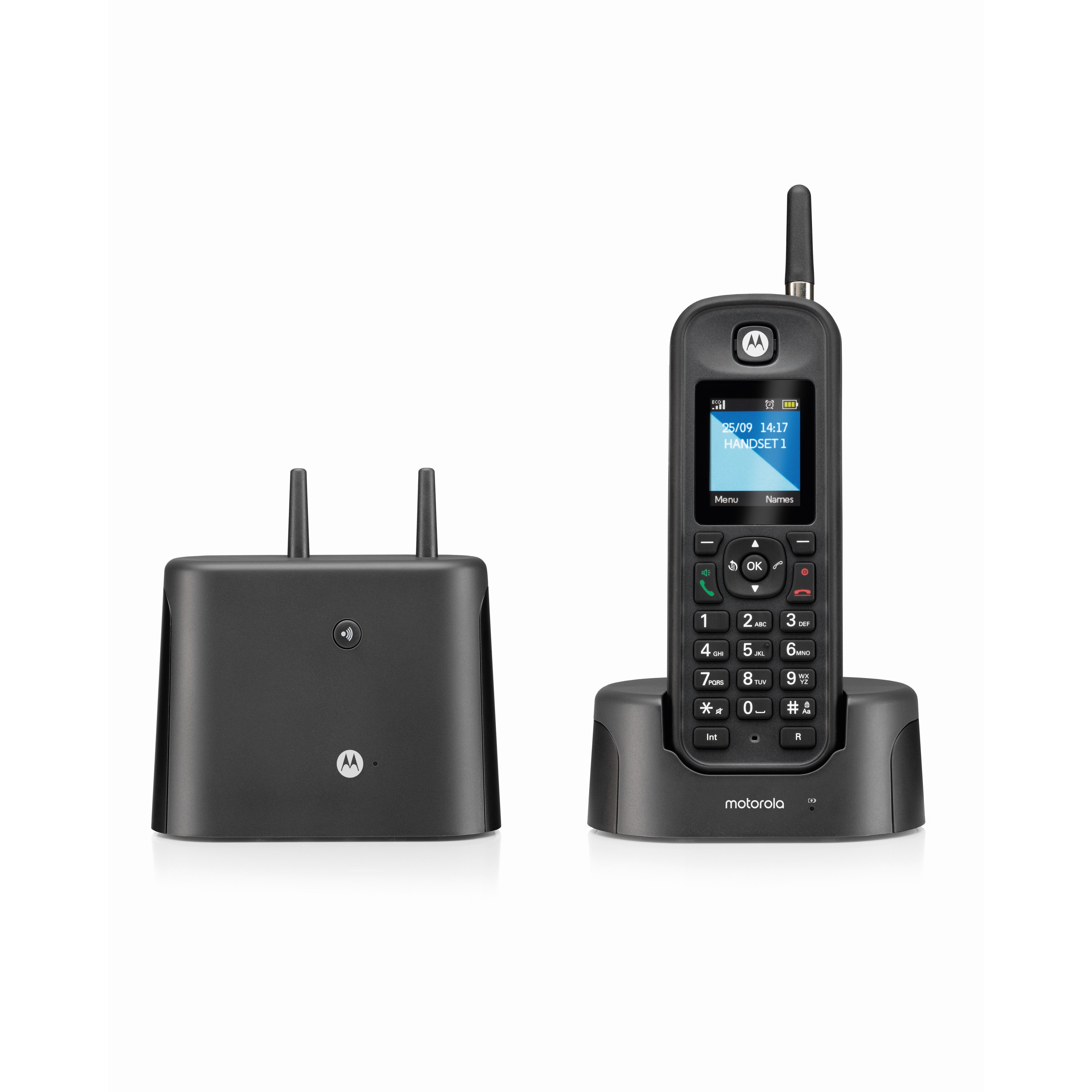 Motorola O2 Series Outdoor Cordless Telephone with Answering Machine - Single - Black