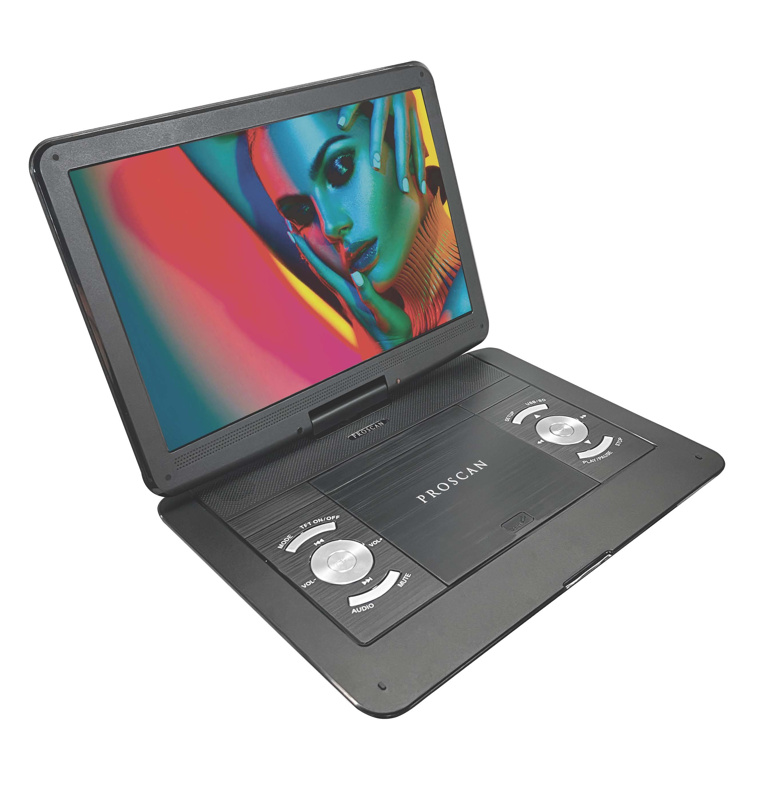 Proscan 13.3-in Portable DVD Player with Swivel Screen - Black