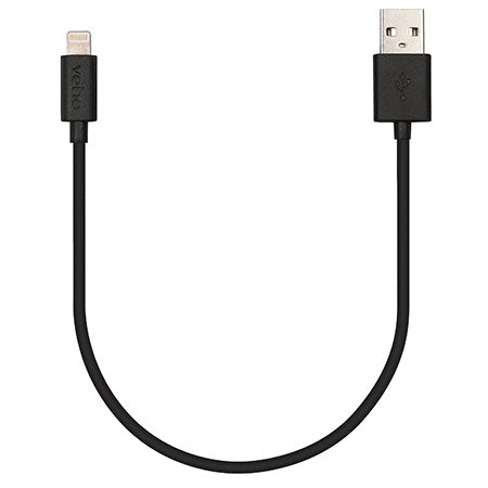 Veho Pebble Certified MFi Lightning to USB Charge & Sync Cable, 0.2-meter (0.7-ft) - Black